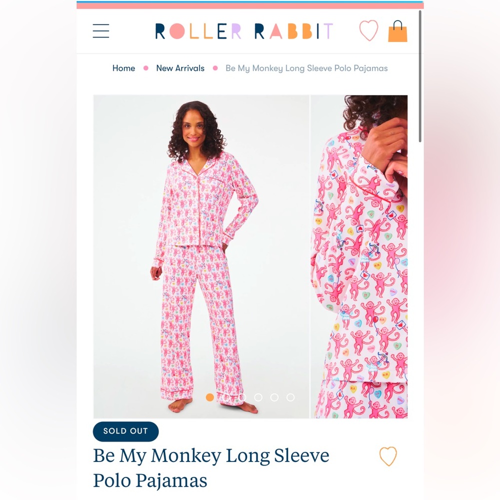 Roller Rabbit Be My Monkey Longsleeve Polo Pajamas - Size L - Pop-Up Exclusive